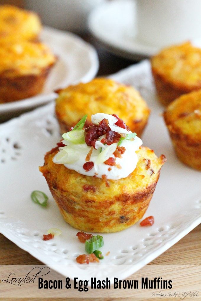 Loaded Bacon And Egg Hash Brown Muffins - melissassouthernstylekitchen.com