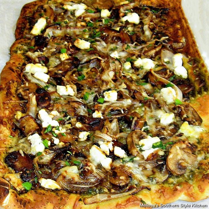 Mushroom Caramelized Onion Goat Cheese Pizza