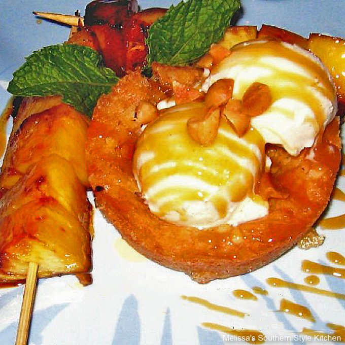 Pineapple Kabobs and Cookie Bowls and ice cream
