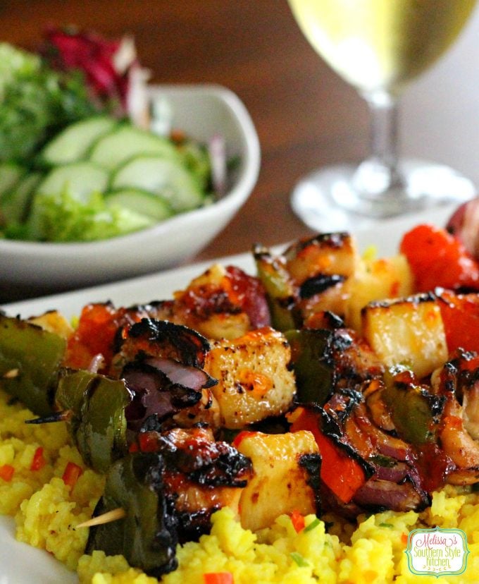 Sweet And Spicy Pineapple Chicken Kabobs