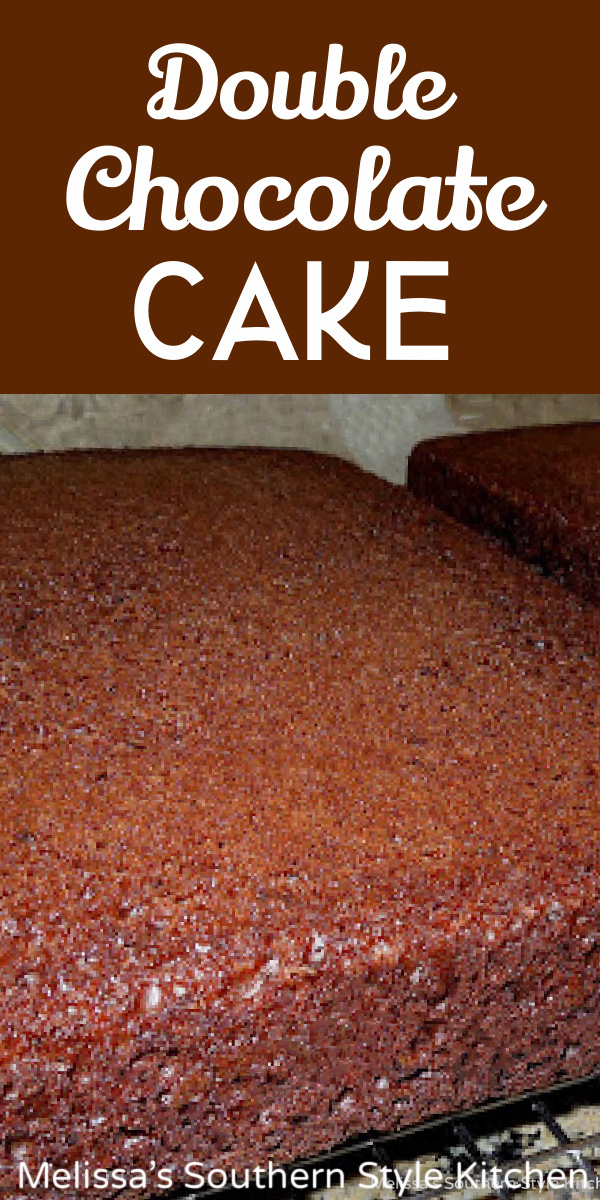 This Double Chocolate Cake can be used for layer cakes, sheet cakes and cupcakes and finished with your favorite frosting #chocolatecake #doublechocolatecake #cakes #cakerecipes #chocolatesheetcake #chocolatecupcakes #chocolatedessertrecipes