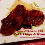 Slow Cooked Honey Chipotle Barbecue Pork Chops And Beans