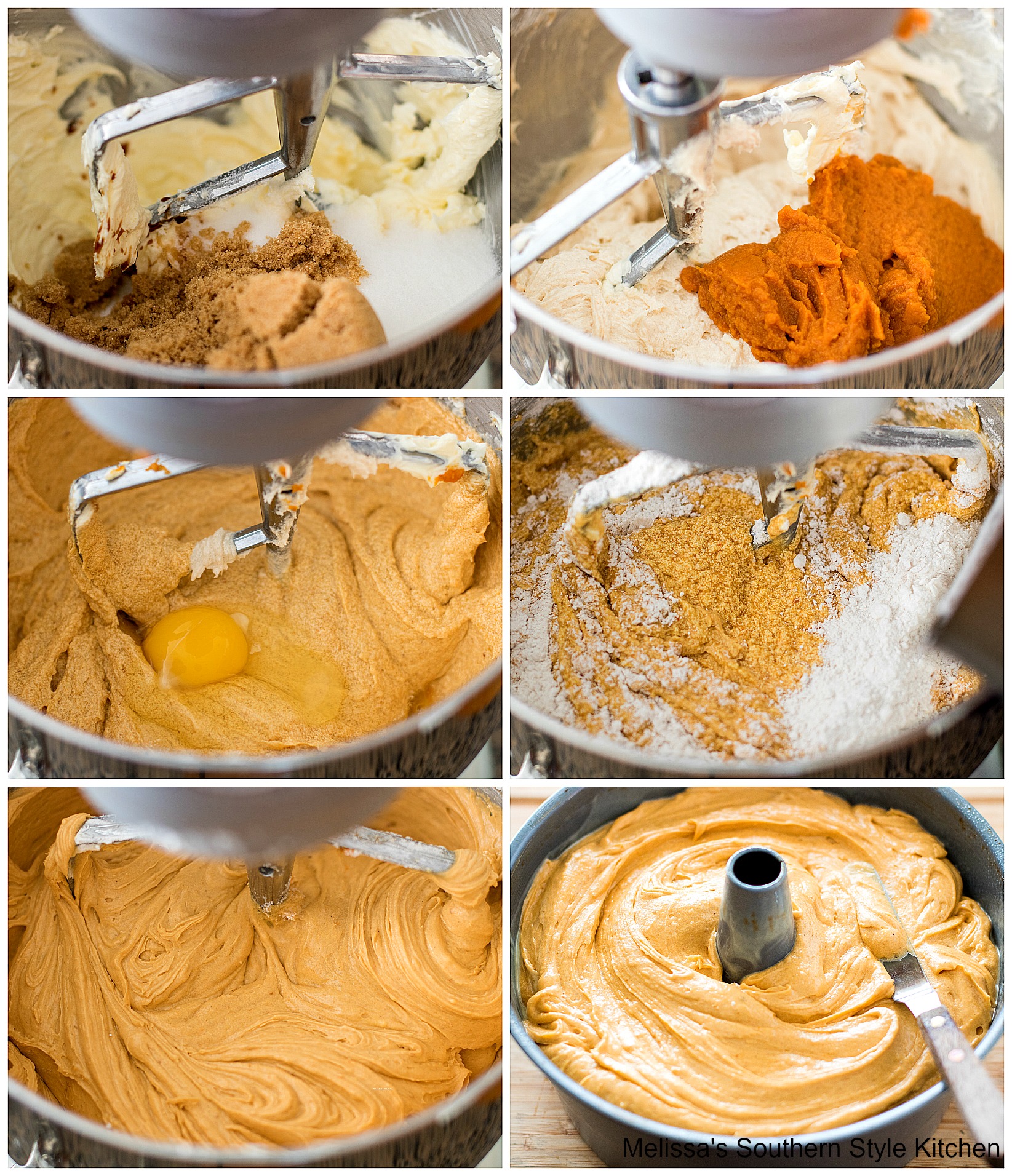 flour sugar eggs with pumpkin in a mixing bowl