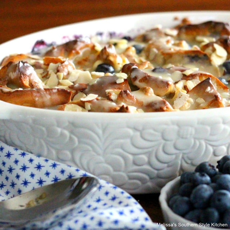 White Chocolate Blueberry Bread Pudding
