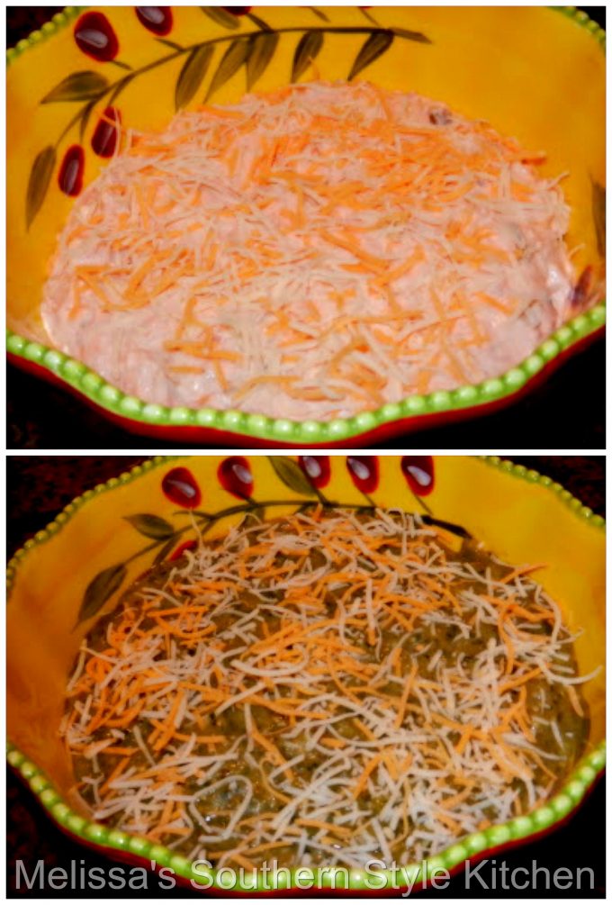 Step-by-step preparation images and ingredients for Layered Tex Mex Dip