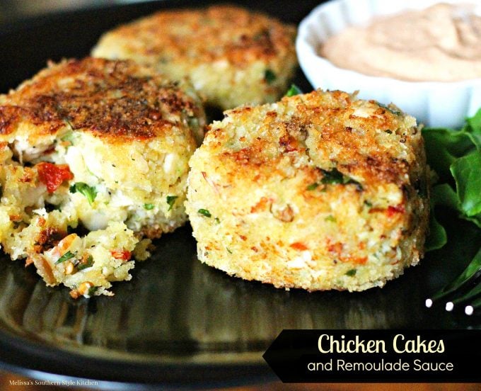 Chicken Cakes And Remoulade Sauce on a plate