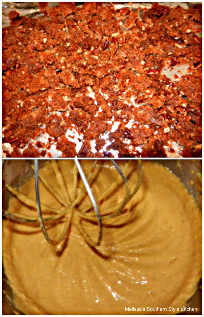 ingredients to make pumpkin cheesecake in a bowl