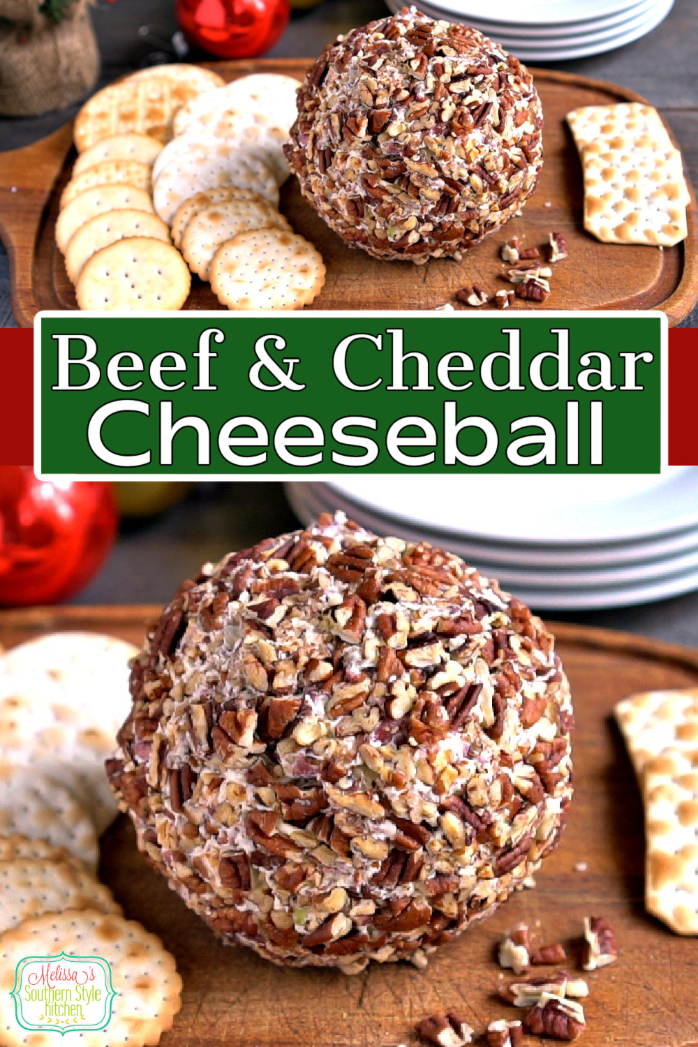 Beef and Cheddar Cheeseball is ideal for any occasion when delicious make-ahead starters are on the menu #beefandcheddarcheeseball #cheeseball #beefcheeseballreipes #holidayappetizers #easyappetizers #beef #footballsnacks #cheddarcheeseballs #easyrecipes #southernfood #southernrecipes via @melissasssk