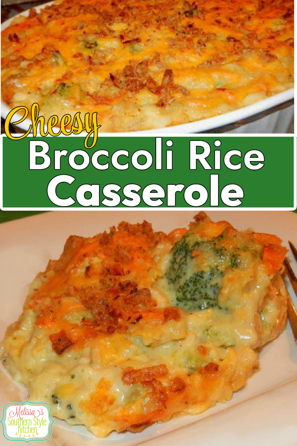 Add this Cheesy Broccoli Rice Casserole to your side dish menu ASAP #broccolicheese #broccolicheese #broccolicasserole #cheesybroccoliricecasserole #casserolerecipes #dinnerideas #cheddarcheese #vegetaian #broccoli #holidaysidedishes #southernfood #southerncasseroles #southernrecipes via @melissasssk