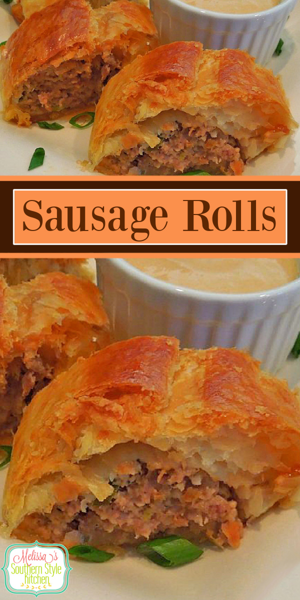 These Dijon Sausage Rolls are ideal as an appetizer, breakfast or brunch dish served with a side of Dijon mustard for dipping #sausagerolls #puffpastryrecipes #puffpastryrolls #dijonsausagerolls #breakfastrecipes #brunchrecipes #sausage