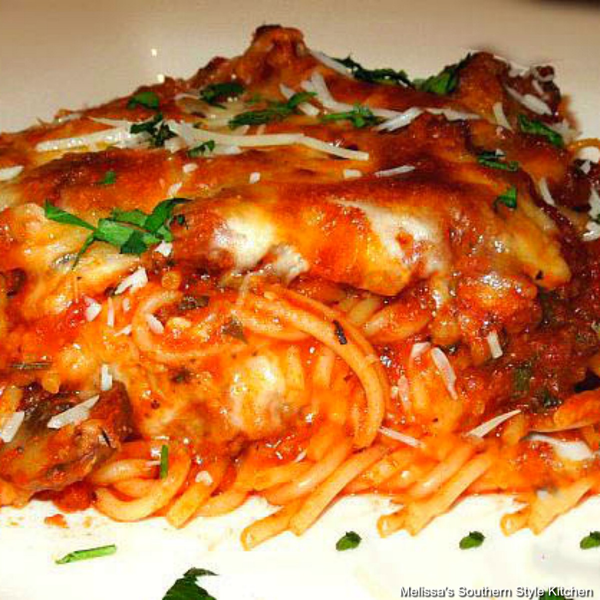 Pizzaghetti Baked Pizza Spaghetti - melissassouthernstylekitchen.com