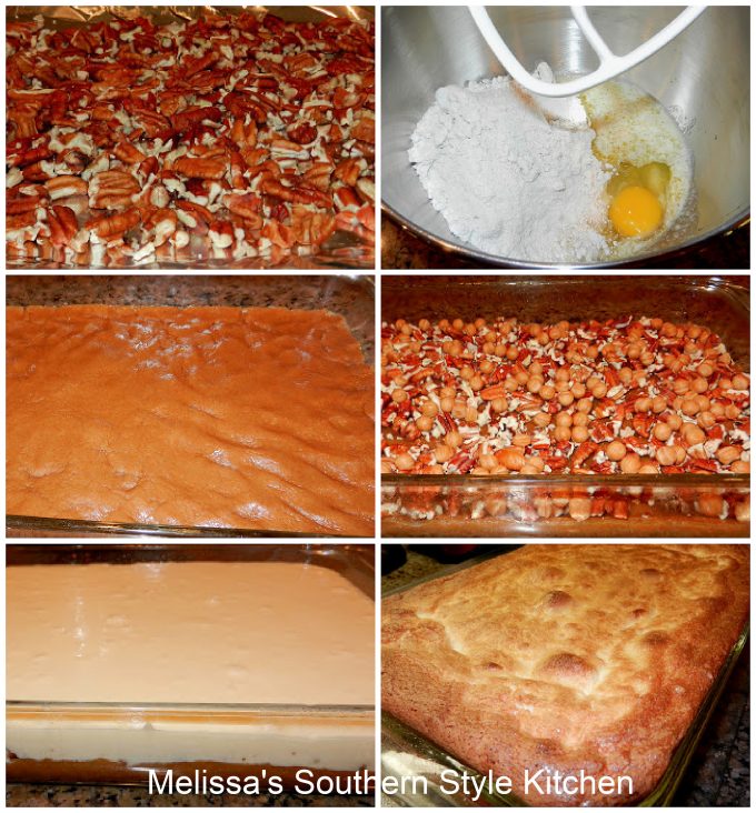 how to make Caramel Praline Pecan Gooey Butter Cake