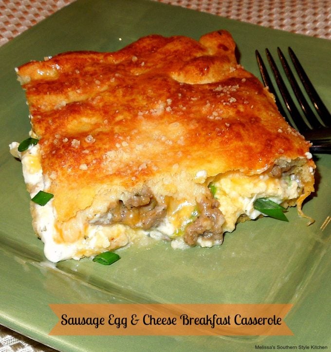 Sausage Egg and Cheese Breakfast Casserole plated