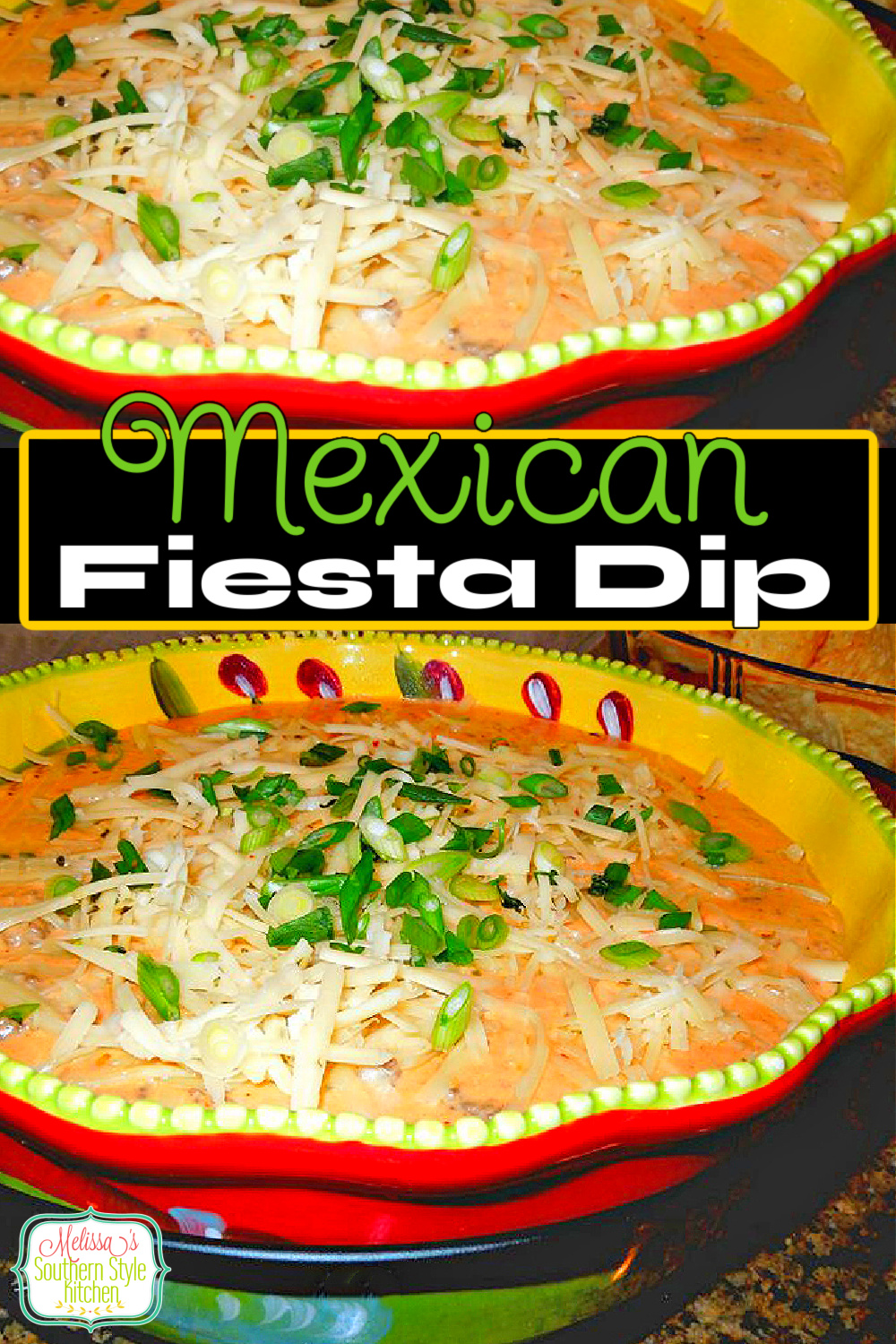 Insanely delicious and oh-so-dippable creamy Mexican Fiesta Dip for parties and snacking #fiestadip #cheesedip #quesodip #cheesediprecipes #easycheesedip #mexicanfiestadip #appetizers #gamedayrecipes via @melissasssk