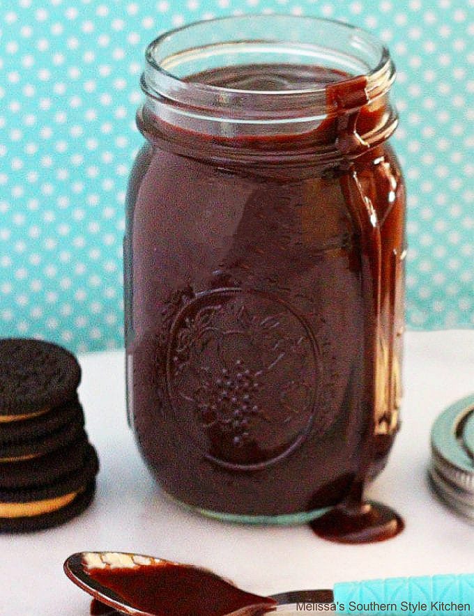Dark Chocolate Hot Fudge Sauce in a mason jar