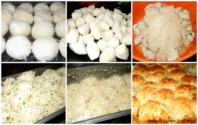step-by-step images and ingredients for pull apart bread