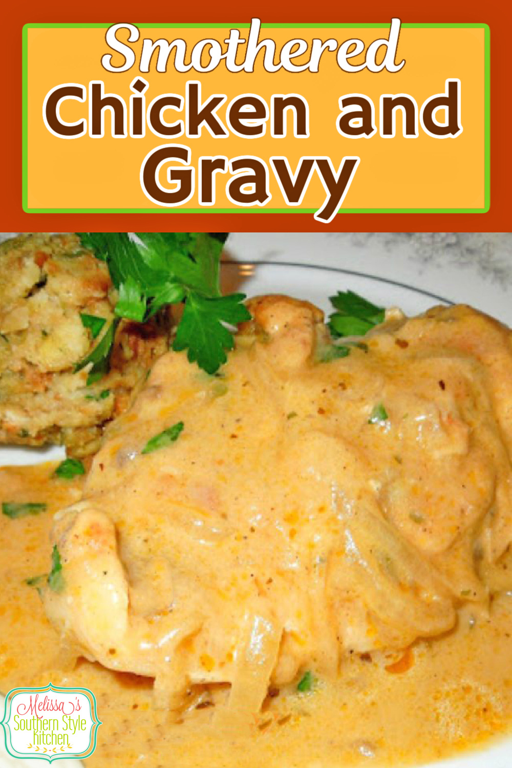 Serve this down home Smothered Chicken And Gravy with your favorite Southern sides #smotheredchicken #chickenandgravy #easychickenrecipes #chicken #chickenbreastrecipes #gravy #southernfriedchicken #roastchicken #chickengravy via @melissasssk