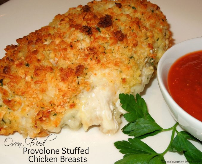 Oven Fried Provolone Stuffed Chicken Breasts