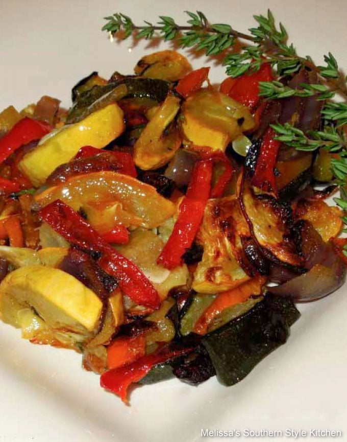 Roasted Squash and Zucchini with peppers and onion