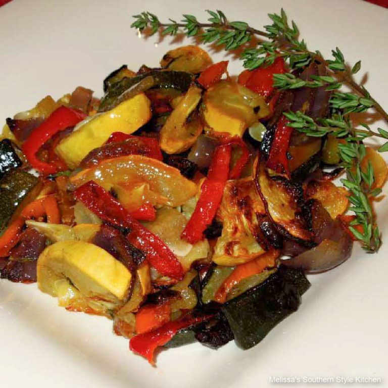 Roasted Summer Squash with Sweet Peppers and Onion