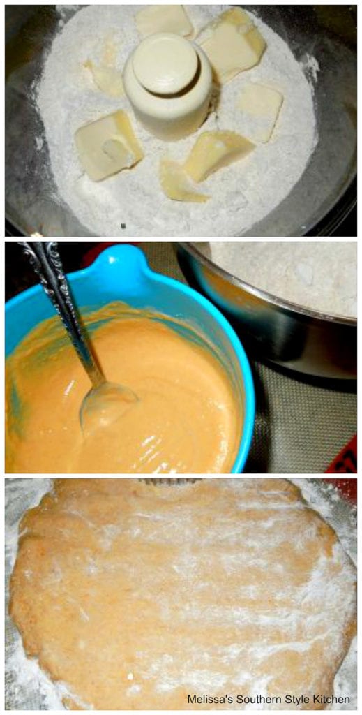 step-by-step images butter and flour to prepare biscuits