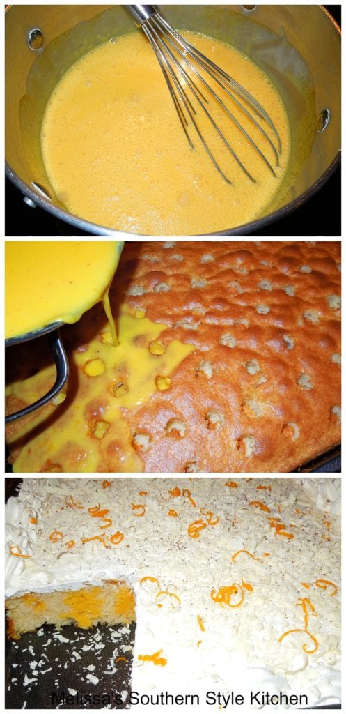 step-by-step images to prepare cake in a pan