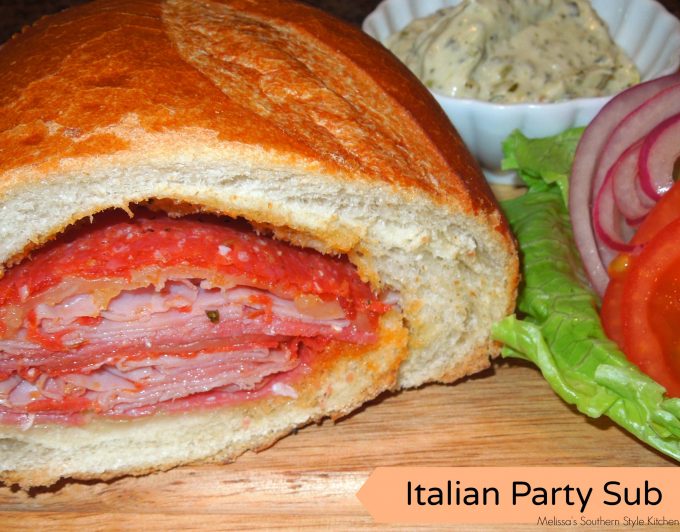 Italian Party Sub With Sweet Balsamic Onions And Basil Mayo