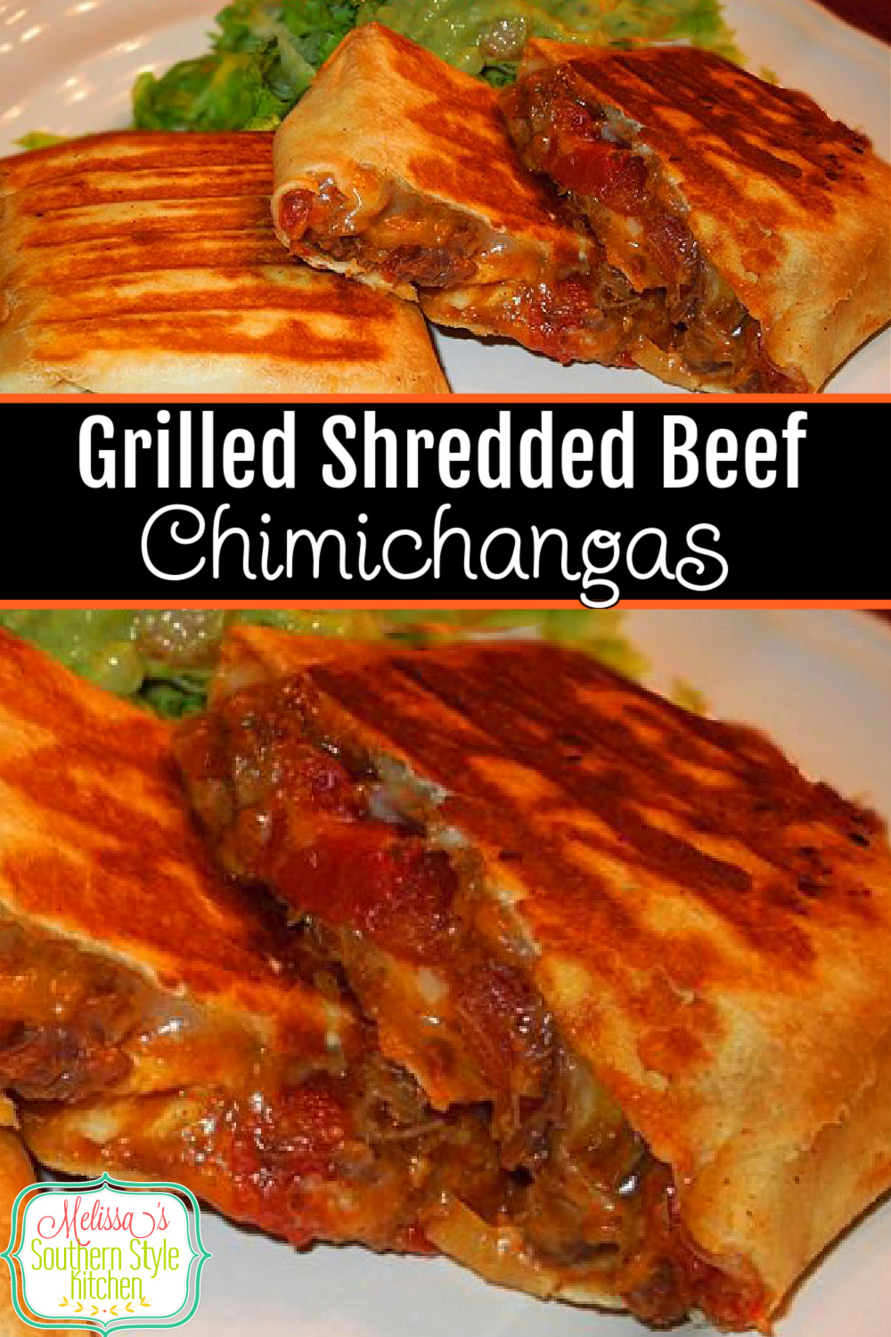 Turn leftover pot roast into these incredibly delicious Grilled Shredded Beef Chimichangas #chimichangas #beef #potroast #beefchimichanges #shreddedbeef #mexicanfood #dinnerideas #southernrecipes