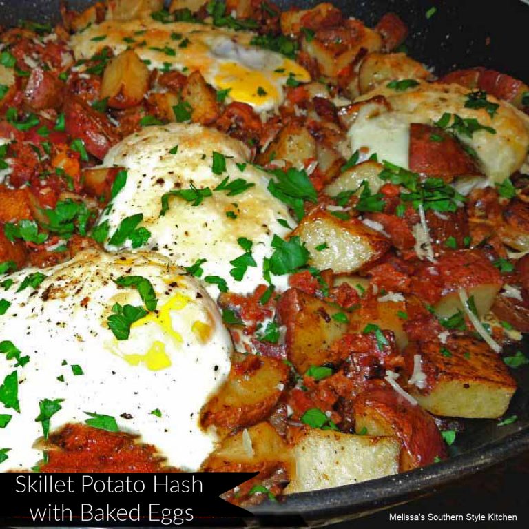 Skillet Potato Hash with Baked Eggs