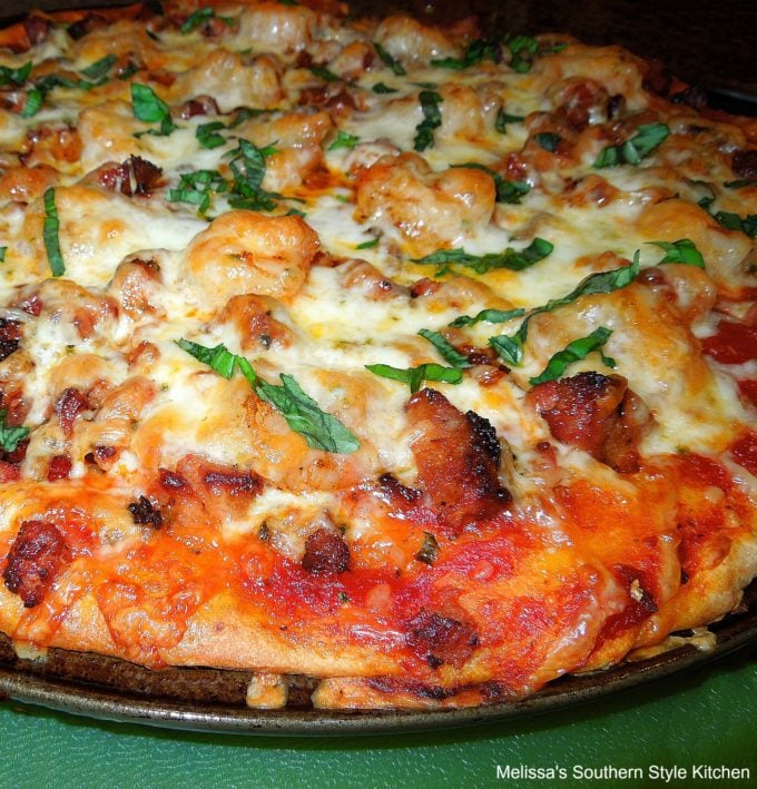 baked Cajun Shrimp and Andouille Pizza