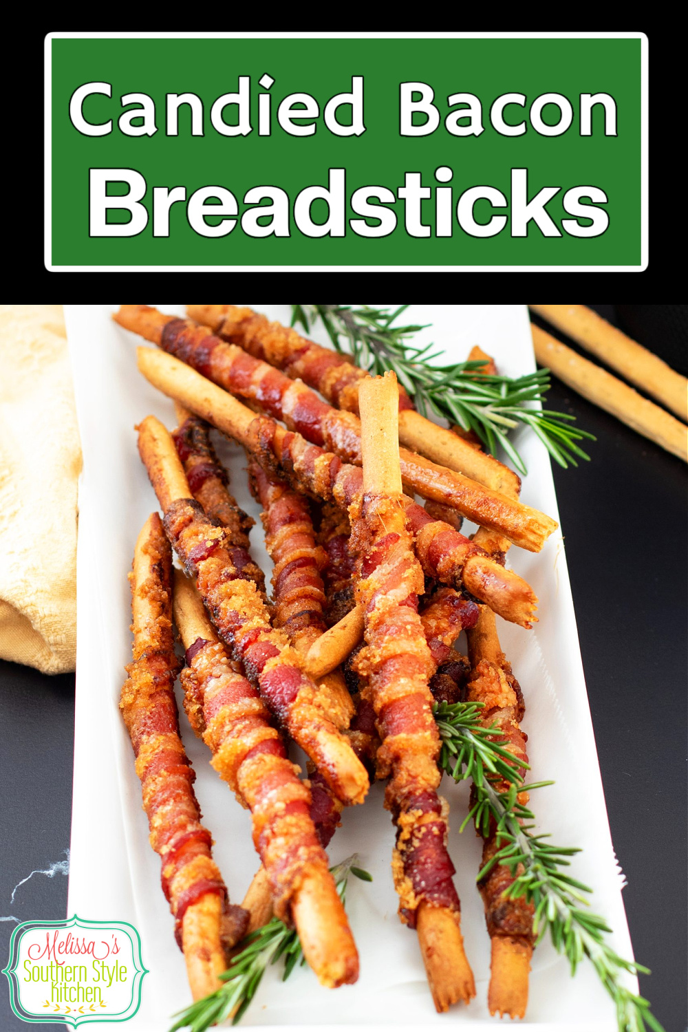 These sweet and salty Candied Bacon Breadsticks are the kind of appetizer that everyone gravitates to #bacon #candiedbacon #baconbreadsticks #appetizers #partyfood #candiedbaconbreadsticks #bread #sweet via @melissasssk
