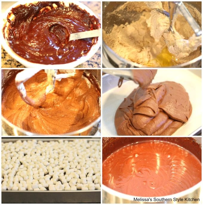 step-by-step images and ingredients for chocolate cake