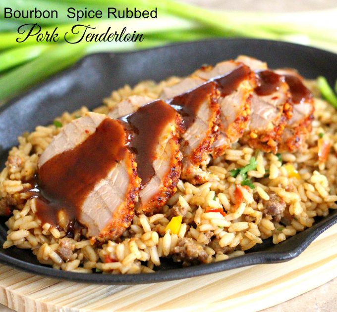 sliced pork tenderloin over dirty rice