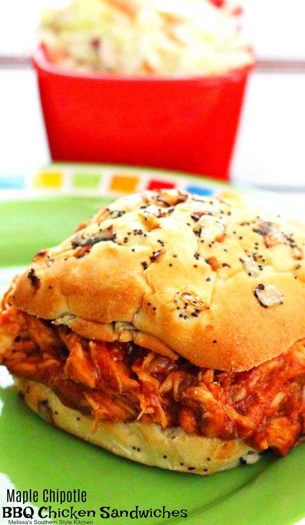 Maple-Chipotle Barbecue Chicken Sandwiches plated