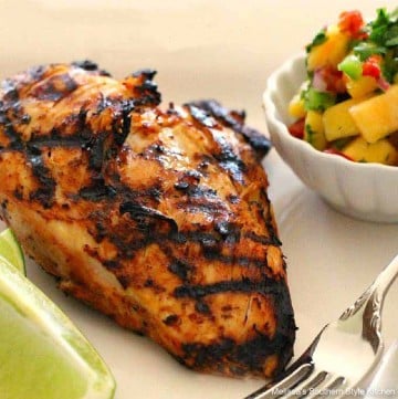 Grilled Chili Lime Chicken with Peach Salsa