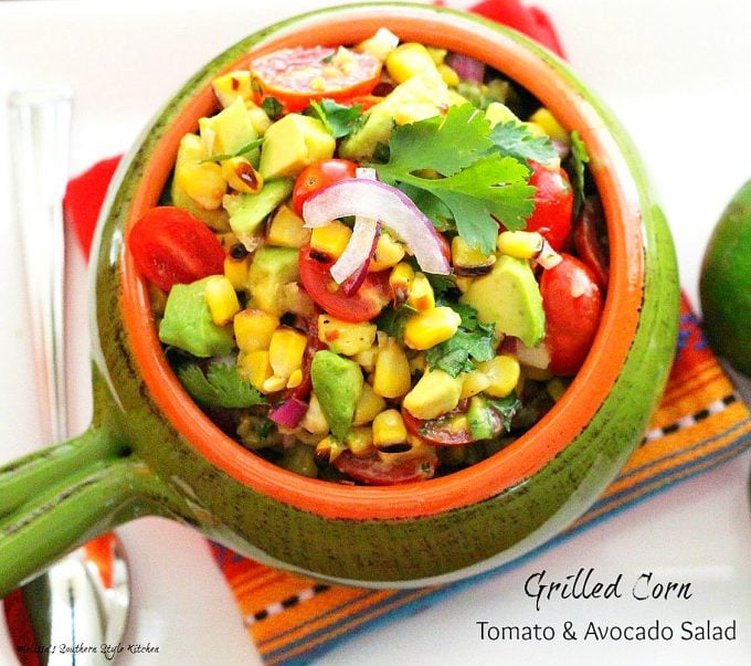 Grilled Corn Salad in a serving dish