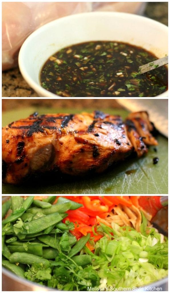 step-by-step images and ingredients for sesame chicken