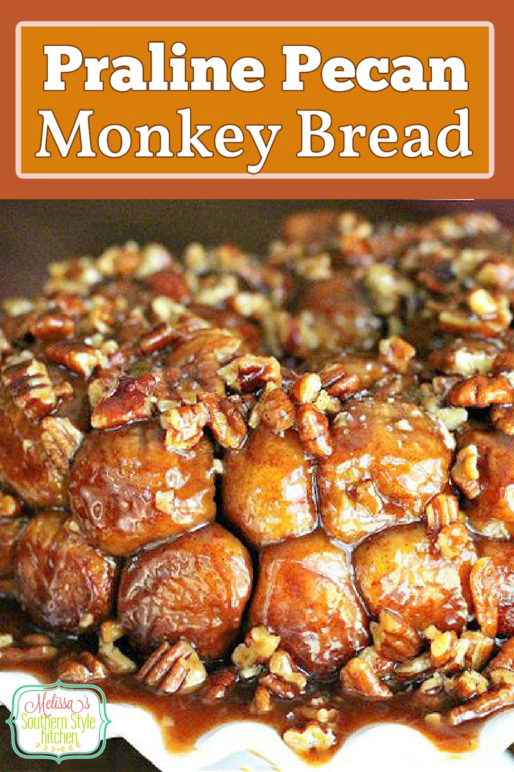 This ooey gooey Praline Pecan Monkey Bread will disappear in no time flat #monkeybread #pralines #pralinepecan #monkeybreadrecipes #bread #sweetbreads #appetizers #partyfood #footballfood #pecans #bestevermonkeybread #dinnerrolls #southernrecipes #southernfood #desserts #dessertfoodrecipes via @melissasssk