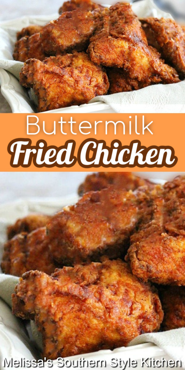 This Southern Buttermilk Fried Chicken recipe is juicy on the inside with a crispy coating that's finger licking good. #friedchicken #buttermilkfriedchicken #friedchickenrecipes #southernfriedchicken #buttermilkfriedchicken #chickenrecipes #dinner #dinnerideas #southernfood #southernrecipes #easyrecipes