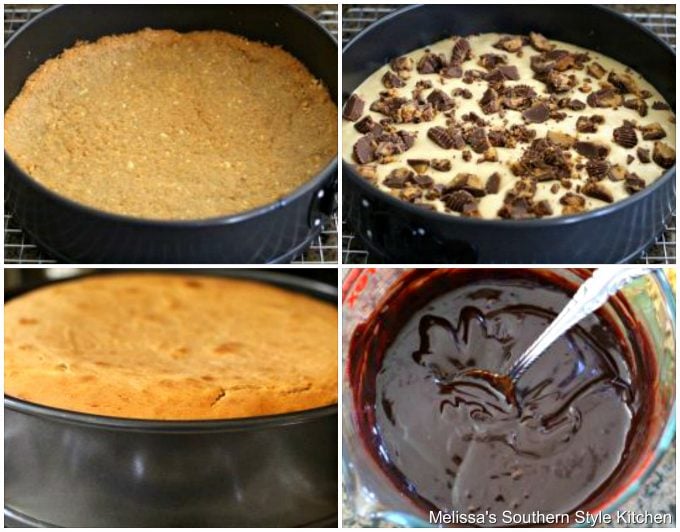 step-by-step preparation images and ingredients for Peanut Butter Cup Cheesecake 