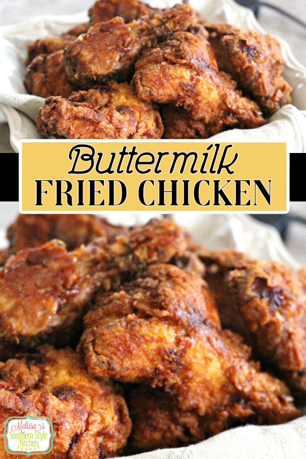 This Southern Buttermilk Fried Chicken recipe is juicy on the inside with a crispy coating that's finger licking good. #friedchicken #buttermilkfriedchicken #friedchickenrecipes #southernfriedchicken #buttermilkfriedchicken #chickenrecipes #dinner #dinnerideas #southernfood #southernrecipes #easyrecipes via @melissasssk