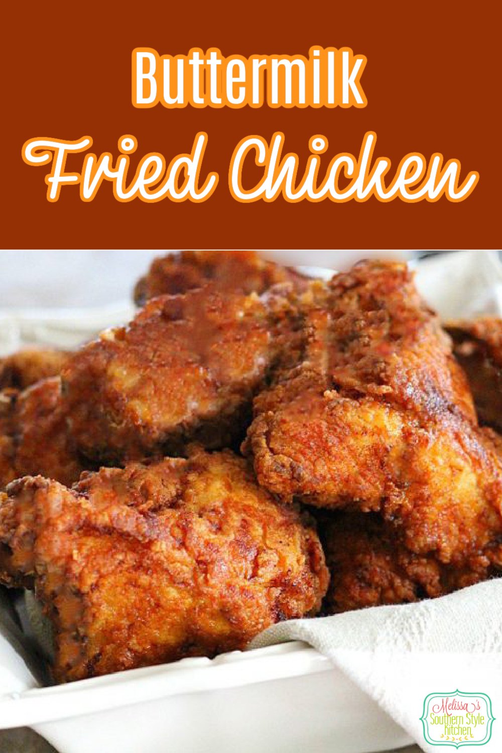 This Southern Buttermilk Fried Chicken recipe is juicy on the inside with a crispy coating that's finger licking good. #friedchicken #buttermilkfriedchicken #friedchickenrecipes #southernfriedchicken #buttermilkfriedchicken #chickenrecipes #dinner #dinnerideas #southernfood #southernrecipes #easyrecipes via @melissasssk