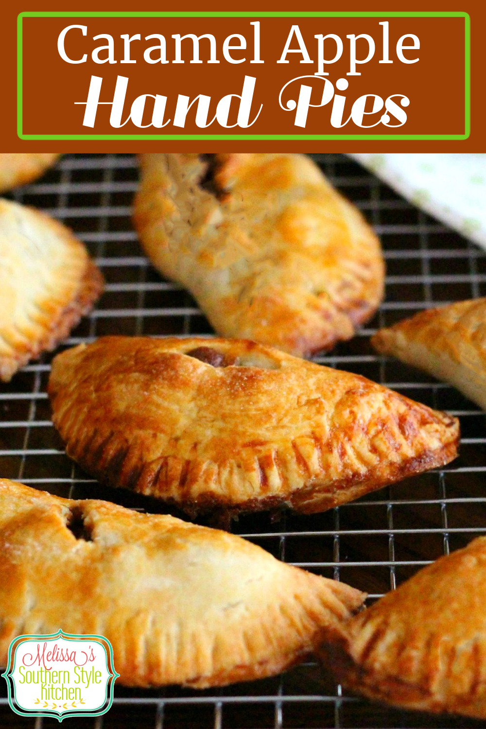 You can enjoy these individual Caramel Apple Hand Pies on the run or with a scoop of vanilla ice cream for dessert. #applepies #handpies #caramelapples #caramelapplepies #applehandpies #easyapplepies via @melissasssk