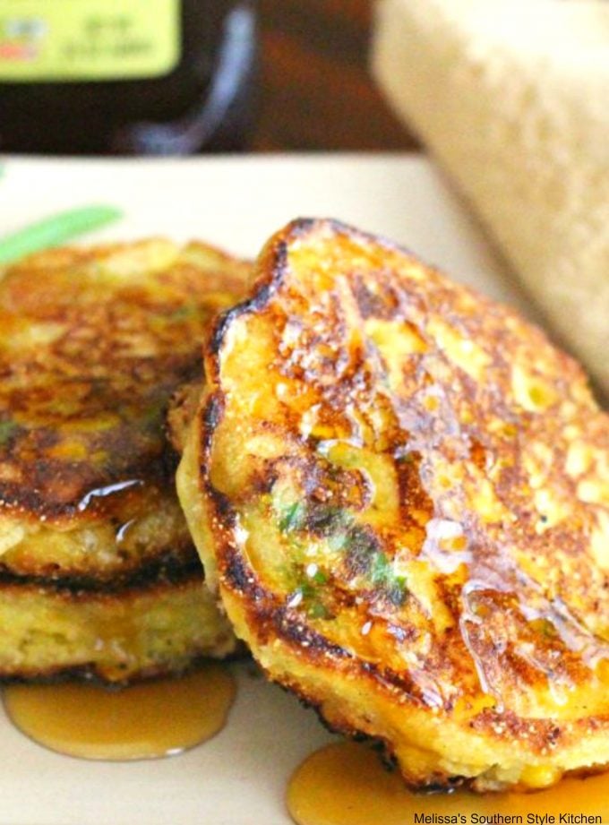 Corn Cake Fritters drizzled with honey