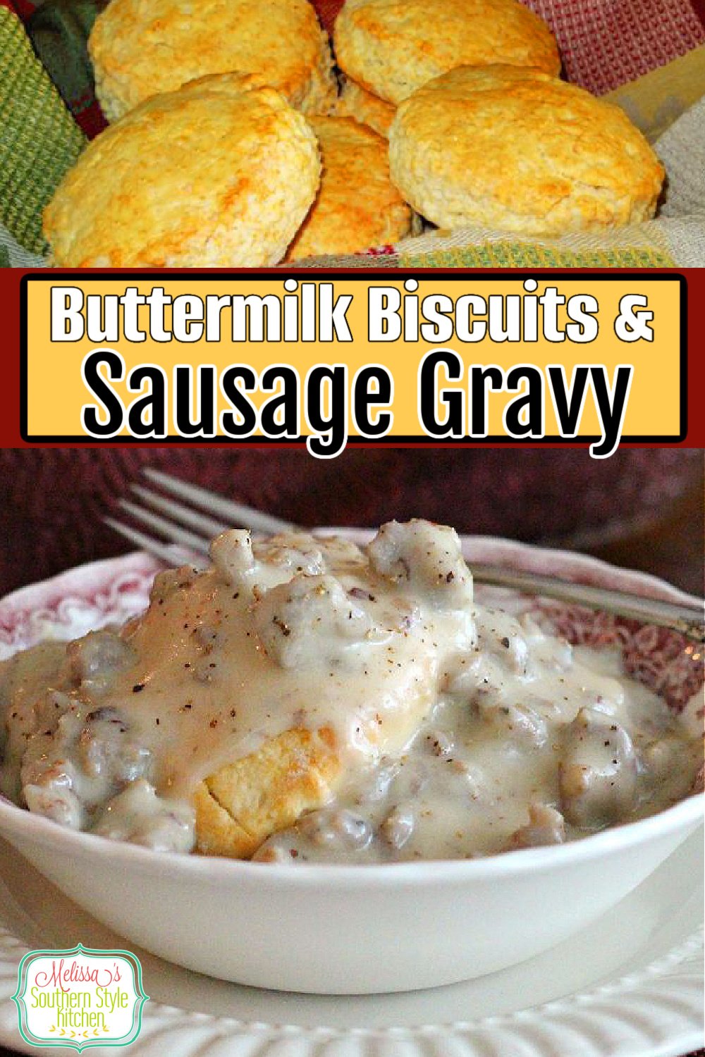 Start your morning with a bowl filled with comforting Buttermilk Biscuits and Sausage Gravy #biscuitsandgravy #buttermilkbiscuits #sausagegravyrecipe #brunch #breakfast #sausage #holidaybrunch #southernfood #southernrecipes #southernbiscuits via @melissasssk