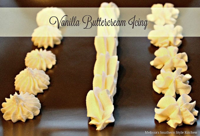 Different cake decorating tips and designs using Vanilla Buttercream Icing