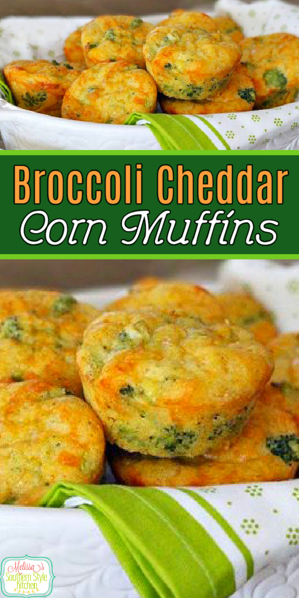 These Broccoli Cheddar Corn Muffins are the ideal way to amp up your side dish menu #cornmuffins #broccolicheddar #cheesebread #cornbread #breadrecipes #muffins #broccolicheese #southernrecipes #southernfood #easycornmuffins #melissassouthernstylekitchen via @melissasssk