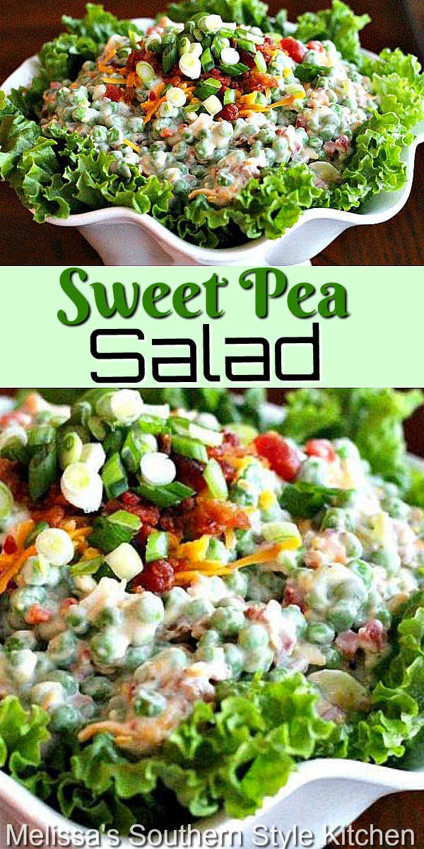 This scrumptious Sweet Pea Salad is a rock star side dish that's delicious to the last spoonful! #peasalad #peas #pearecipes #salads #easysaladrecipes #bacon #salads #dinner #dinnerideas #salad #southernfood #southernrecipes via @melissasssk