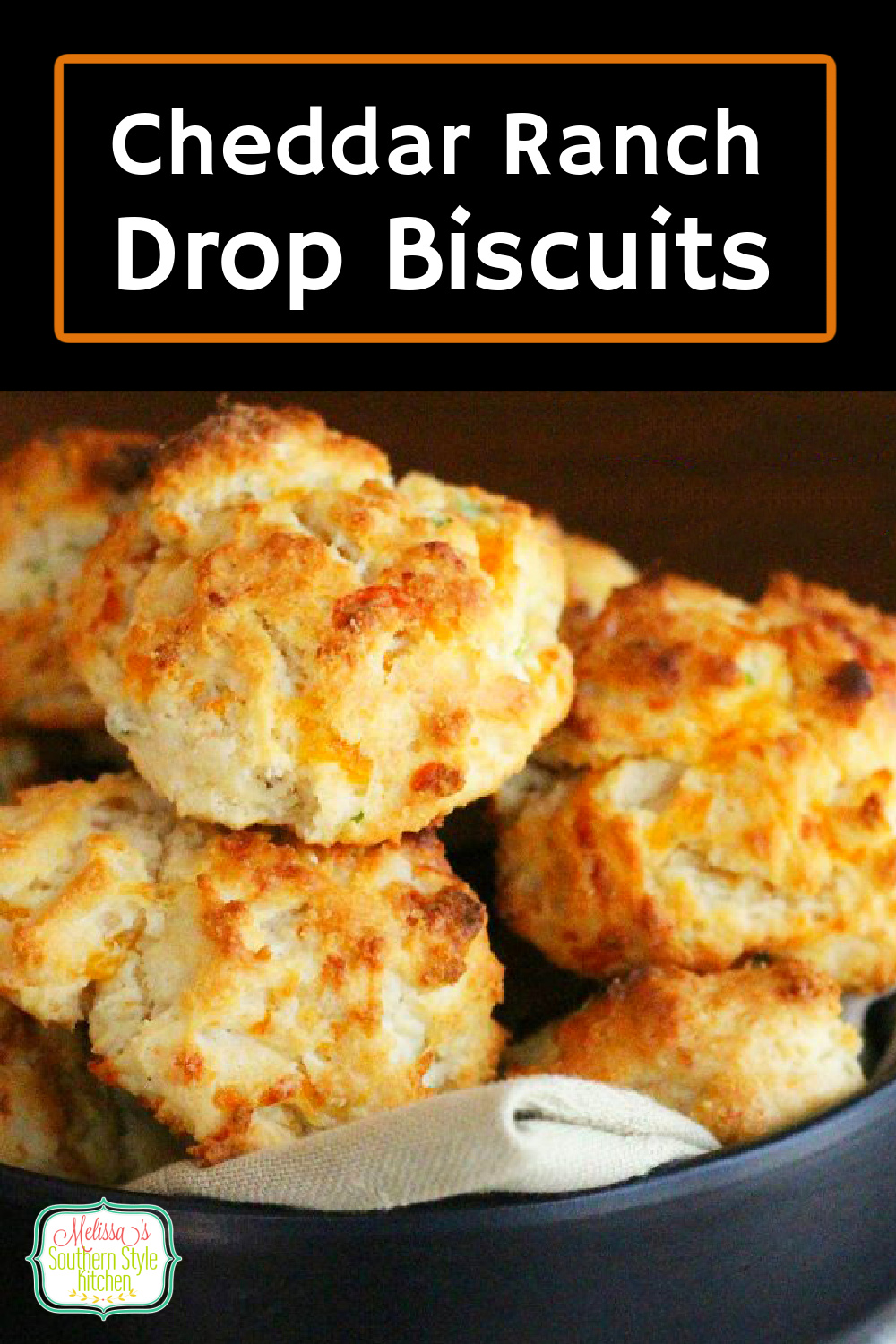 These cheddar-ranch infused drop biscuits require no rolling and cutting making them ideal for any meal #cheddarbiscuits #cheese #southernbiscuits #biscuitrecipes #dropbiscuits #cheddarranchdropbiscuits #brunch #breakfast #southernfood #southernrecipes #holidaybrunch