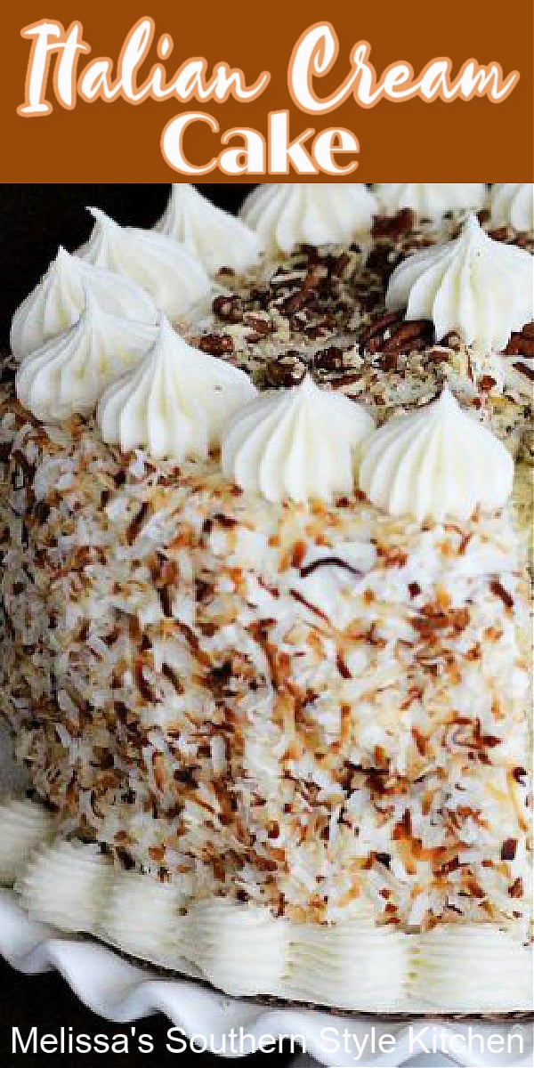 Turn any occasion into something special with this amazing Italian Cream Cake #italiancreamcake #cake #layercake #desserts #dessertfoodrecipes #sweets #southernfood #southernrecipes #easter #christmas #thanskgiving #holidayrecipes via @melissasssk